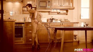 thick and juicy - curvy ass d milf gets down in the kitchen