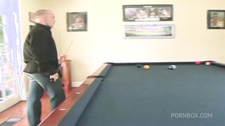 alexis and jenna haze get into a wild threesome fuck at the pool table
