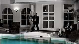 two lovely ladies team up and fuck a millionaire in the pool