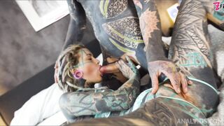 tattoo girl anuskatzz get fucked balls deep in her ass / anal, gape, prolapse, split tounge blow job, punk, goth - zf019