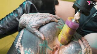 tattoo girl get anal fucked by machine and dominatrix - gape, prolapse, big dildos, atm, fuckmachine - anuskatzz - zf011