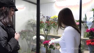 worker of flower shop enticed into threeway with hot couple