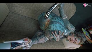 tattooed teen ass to mouth overload with metal toy - prolapse, gape, anal, atm - split tounge, goth, punk, alt porn - zf015