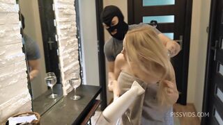 2 hot girls get fucked by thieves - piss shower - rimming - deepthroat - cum kiss swap