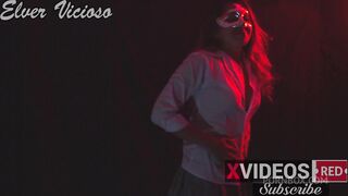 young girl cuts classes and goes to disco to dance trap music and fuck. e.v. penetrates her pussy and ass. facial cumshot.