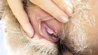 horny hairy pussy and asshole opening, clit rubbing!