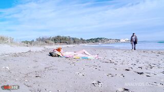 redhead anal fucking and squirting at the beach