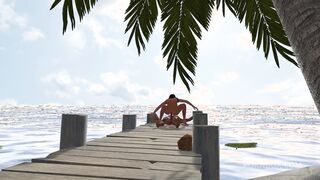 sex on a dock in a caribbean beach - 3d porn