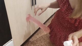 i take a huge dildo, and then my stepbrother cums in my ass