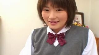 Schoolgirl slut Shinobu Kasagi sucks a cock uncensored