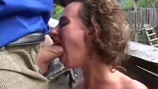 Curly German whore has all holes fucked