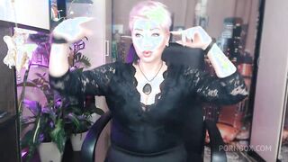 a depraved mature bitch with purple hair and big tits masturbates...