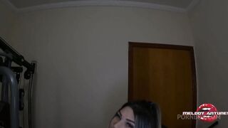 hottest blonde from xvideos, melody antunes is going to show her new gym to her friend, sits on the stick, and ends up doing a yummy squirt in the grown man s face!