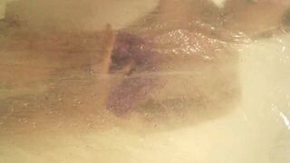 amateur babe- perky tits & big ass getting soapy in steamy shower tease.