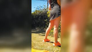 girl drinks beer in the park. she rubs her pussy until she cums. real squirt orgasm