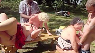 Three BBW Grannies go dogging in the park