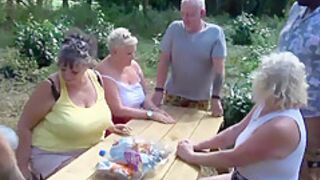 Three BBW Grannies go dogging in the park