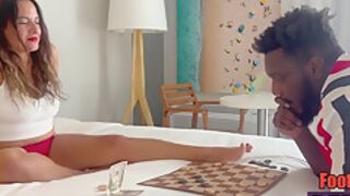 She Uses Her Feet To Beat Me In Checkers + Footjobs