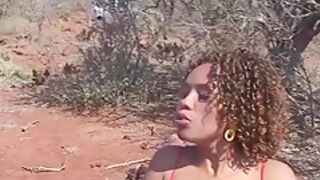 Hot African Babe Getting Fucked By Two Horny Dudes