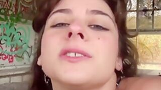 Amateur teen 18+ Sucks And Fucks Big Black Cock Outdoors