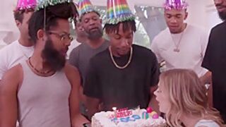 Coco Lovelock In teen 18+ Gets To Suck On A Bunch Of Big Black Cocks For Her B-day