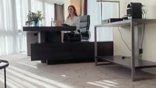 A Trapped Redhead Boss Gets Her Ass Fucked In The Office By Two French Black Guys!!!