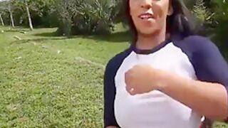 Curvy Woman Flashes Big Boobs And Public Sex For Money