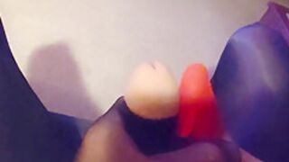 Lingerie Lovers - Red Cuban Heel Footjob Foreplay With Nylon Cock Or Mushroom Dick With Pussy Lips