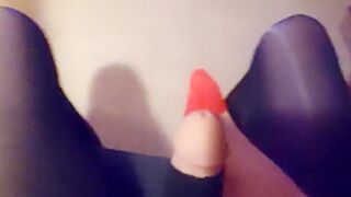 Lingerie Lovers - Red Cuban Heel Footjob Foreplay With Nylon Cock Or Mushroom Dick With Pussy Lips