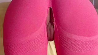 Ripped Pink Yoga Tights Dripping Creampie 8 Min