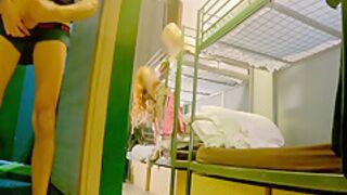 Hostel Mixed Room: Shower Flashing Masturbation 5 Min