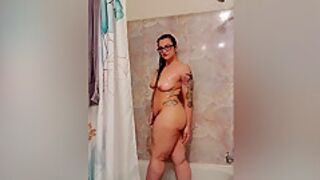 Time For A Shower Showing Off Tattoos And Thick Thighs And Ass