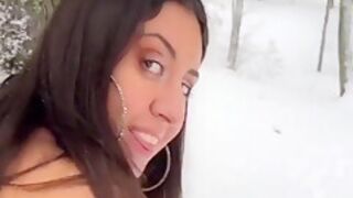 Hot Girl Wanted To Have Sex In The Snow Forest On Outdoor