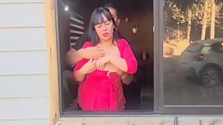 Stepmom Is Surprised - Sex In The Window With Her Perverted Stepson