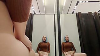 Masturbation In A Fitting Room In A Mall. I Try On Haul Transparent Clothes In Fitting Room And Mast