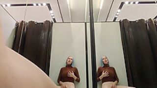 Masturbation In A Fitting Room In A Mall. I Try On Haul Transparent Clothes In Fitting Room And Mast