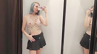 Masturbation In A Fitting Room In A Mall. I Try On Haul Transparent Clothes In Fitting Room And Mast