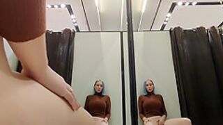 Masturbation In A Fitting Room In A Mall. I Try On Haul Transparent Clothes In Fitting Room And Mast