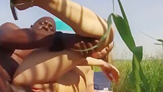 Interracial Couple Fucking Hard Outdoors In Nature