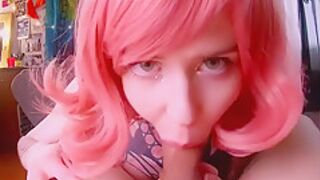 Yummmylicious - Throbbing Oral Creampie With Pink Hair Cutie Pie Cum In Mouth