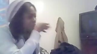 Charming Amateur Black Chick Sucks A White Cock Webcam