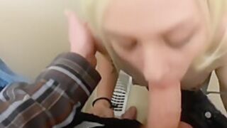 Older Man Cums In My Mouth After Sucking His Cock In The Bathroom