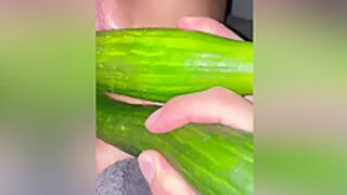 Big Veggies In Pussy Double Anal Fucked And Oiled Fisted