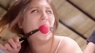 Gagged Bound Babe Pussy And Anal Fucked