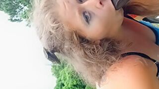 Nikki Belle In Gets A Huge Facial After Fucking And Sucking Her Bull Outside