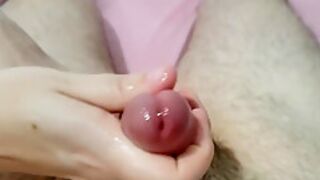 Handjob On The Frenulum. Intense Orgasm With Edge And Pre-cum