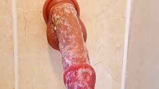 Washing My Realistic Soft Dildo Before Playing With It And Clit Until Super Nice Orgasm