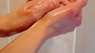 Washing My Realistic Soft Dildo Before Playing With It And Clit Until Super Nice Orgasm