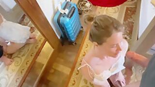 Tourist Girl Fucked Room Service In Hotel Room While Packing