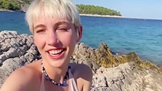 Adorable Annika Plays With Herself On A Hot Beach In Croatia